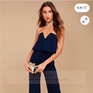 Brand new with tags Lulu’s navy blue strapless romper size small